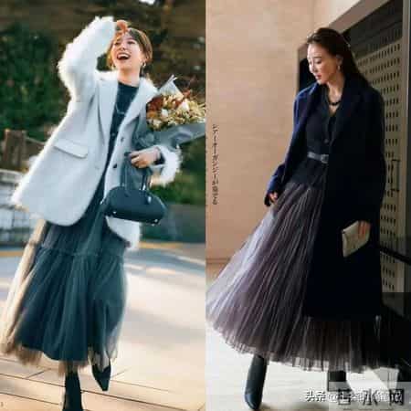 大衣+长裙，温柔又气质，永不过时的好看