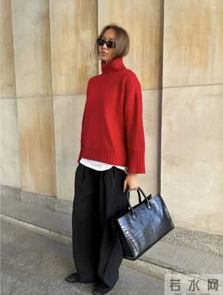 毛衣，配阔腿裤更好看！