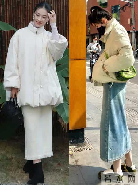 “羽绒服+半裙”才是冬日最美穿搭，洋气又减龄，适合4、50岁女人