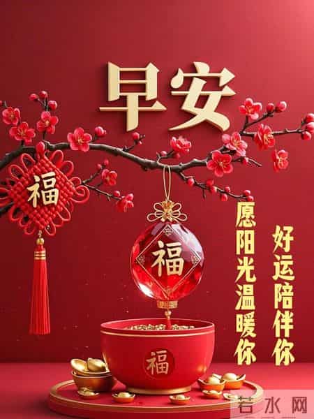 精选30张高清红色背景早安祝福图