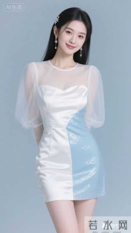 白蓝渐变轻纱裙，温柔又明艳