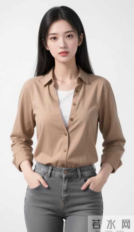 棕色衬衫与牛仔裤