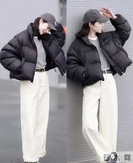 短款羽绒服这样搭，秋冬穿太合适，日常出门不费神还显高