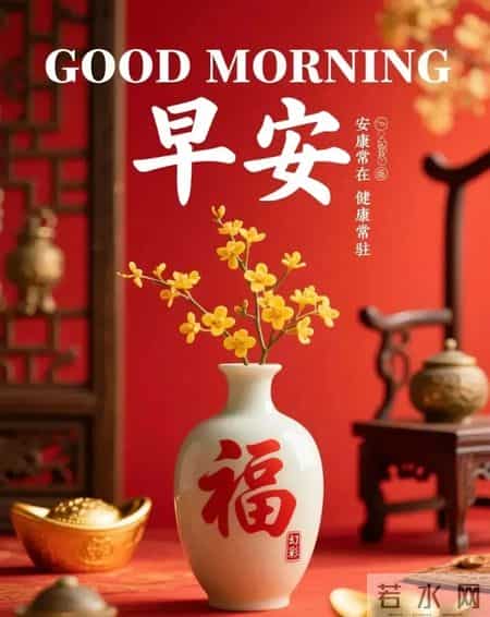 精选30张高清红色背景早安祝福图