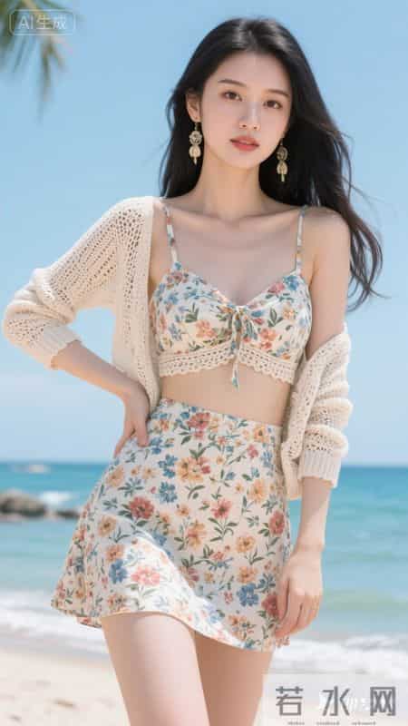 碎花吊带短裙套装充满度假氛围，清新又不失性感