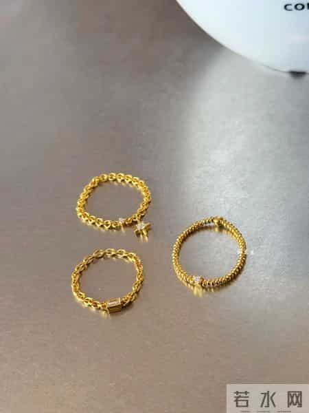 宝藏黄金戒指 钻石闪闪发光 怎么戴都好看