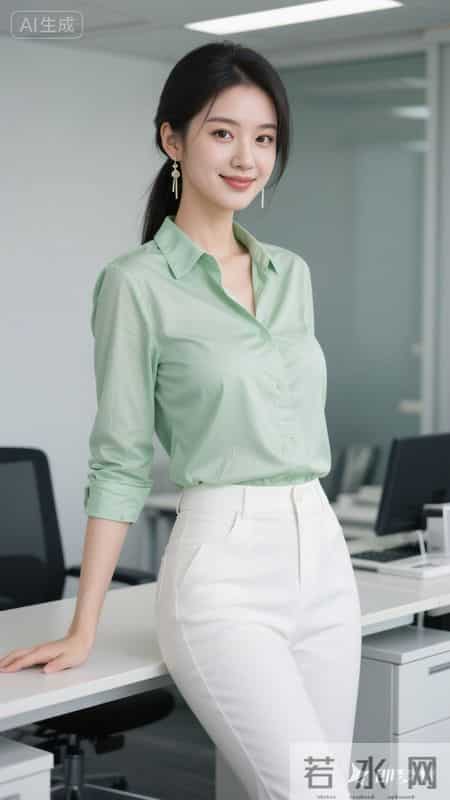 今日职场穿搭-浅绿+白，专业又显气质，工作状态满分