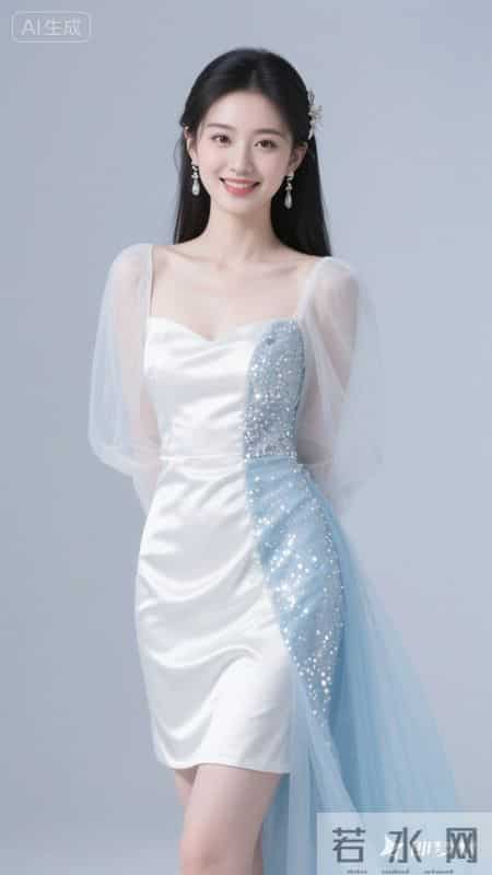 白蓝渐变轻纱裙，温柔又明艳