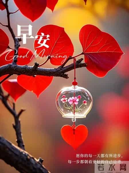 精选30张高清红色背景早安祝福图