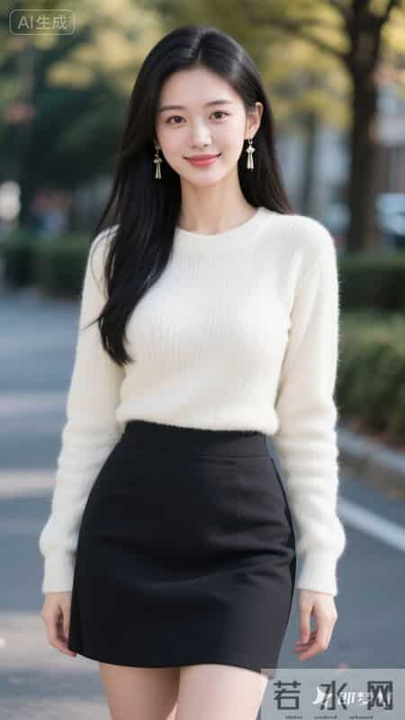 早春穿搭-毛衣+半裙