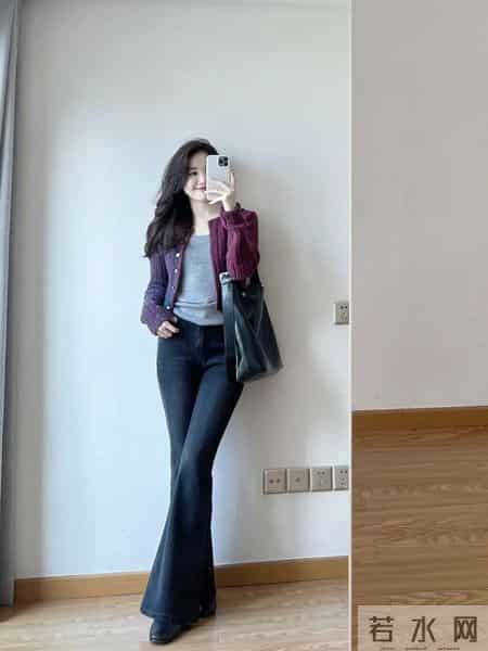 开衫×牛仔裤 “复古温柔姐姐” ,上短下长的穿搭公式~