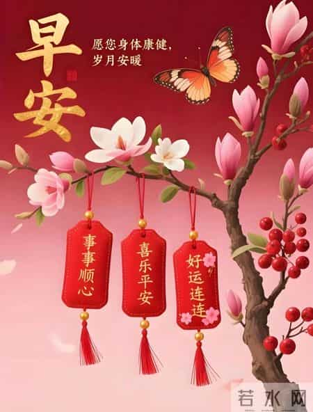 精选30张高清红色背景早安祝福图