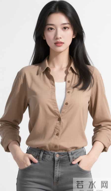 棕色衬衫与牛仔裤