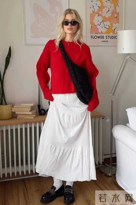 毛衣+半裙，越松弛越高级！