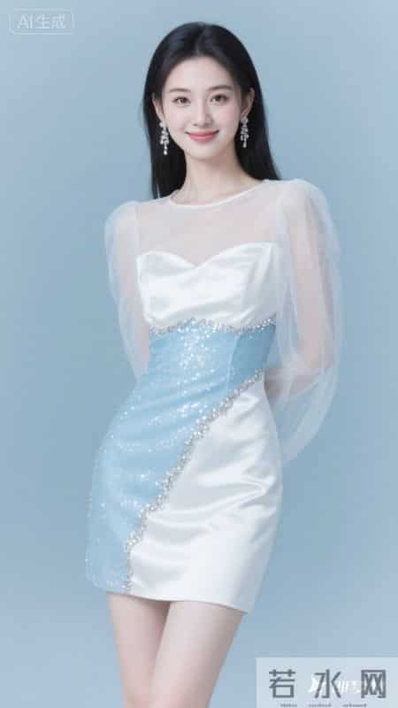 白蓝渐变轻纱裙，温柔又明艳