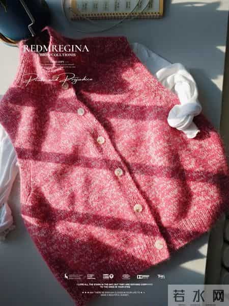 太好看了，从下往上分片织的夹花开衫背心详细图解