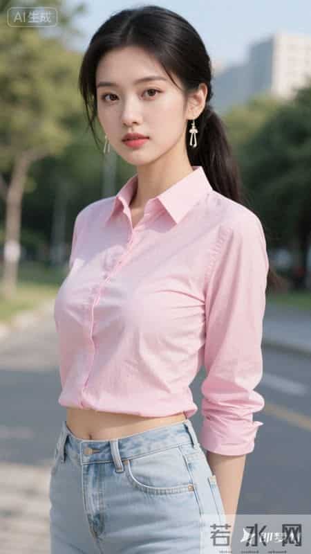 粉衫配浅蓝，走在初夏的风里，把松弛感穿成日常