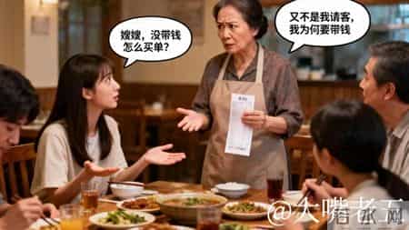 妯娌请客喊全家吃饭,买单时催我付,我反问:又不是我请