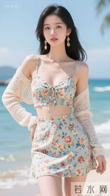 碎花吊带短裙套装充满度假氛围，清新又不失性感