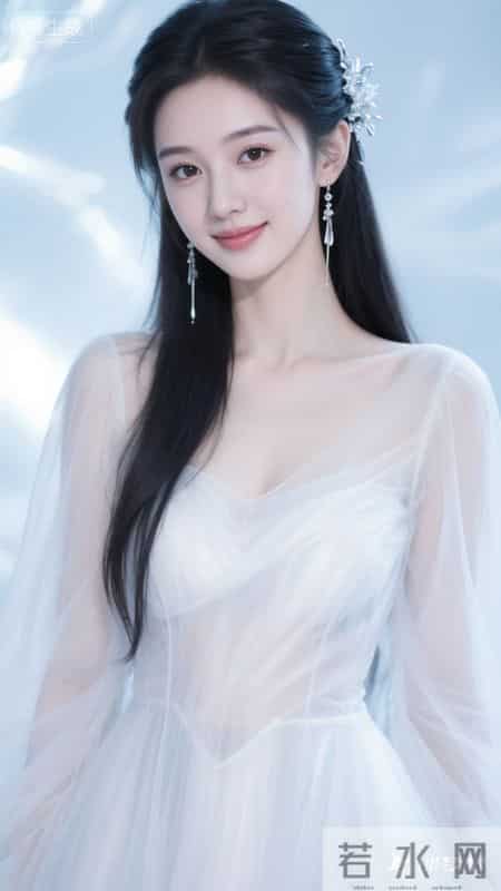 一袭白纱裙配银饰发簪，薄纱袖添灵动，尽显东方少女温婉仙气