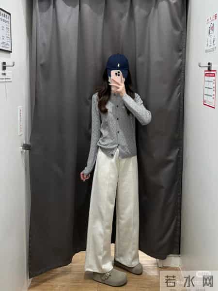 优衣库纽花针织衫色5色试穿合集