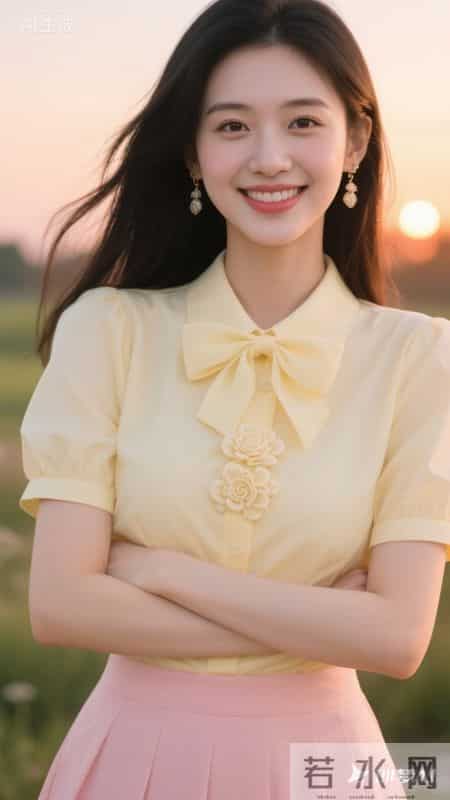 春日穿搭-奶黄衬衫+粉色短裙