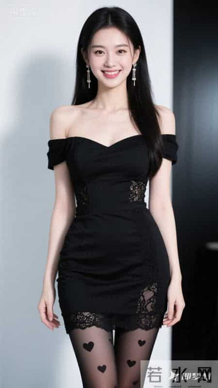 黑色丝绒抹胸礼服,甜酷御姐风,简约轻奢背景,精致俏皮