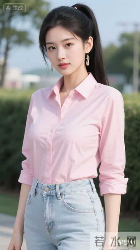 粉衫配浅蓝，走在初夏的风里，把松弛感穿成日常