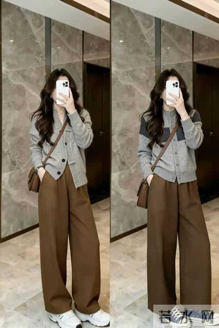 “灰色毛衣”这样穿，高级显气质，还很百搭！