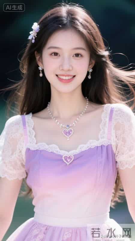 梦幻甜美的少女公主风~渐变紫无袖裙搭配蕾丝领口