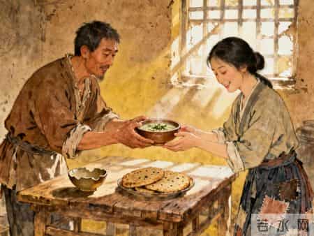 乞丐把要来的肉先给瞎眼媳妇吃，路过的算命先生大惊：此人虽穷