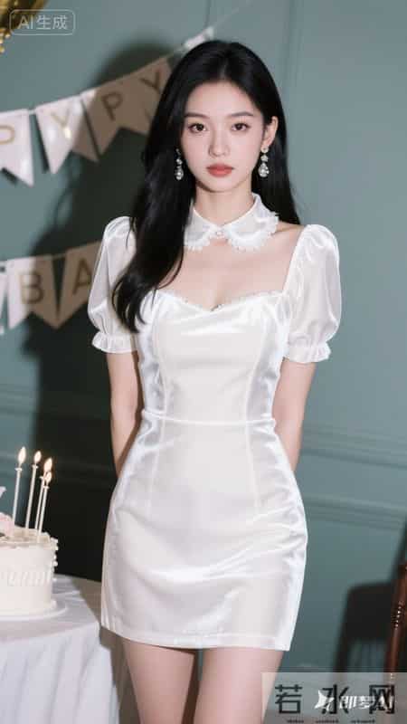 温柔白裙配蕾丝领，甜美又浪漫