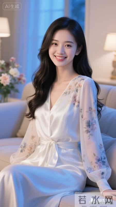 米雪纺睡衣的女人