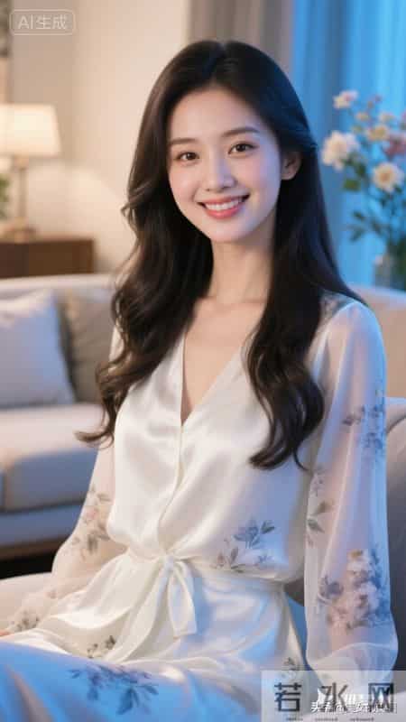 米雪纺睡衣的女人