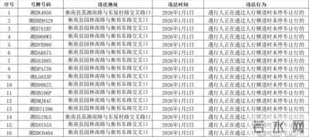 衡阳交警曝光一批违法名单