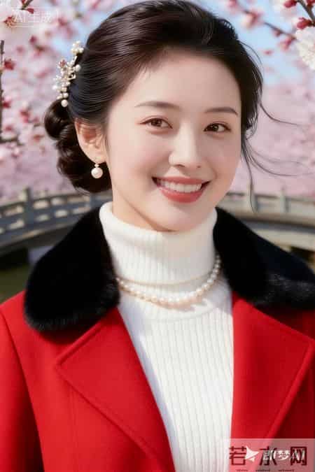 高领毛衣与温润珍珠相撞，有冬日的温暖华贵，透着江南的温婉灵秀