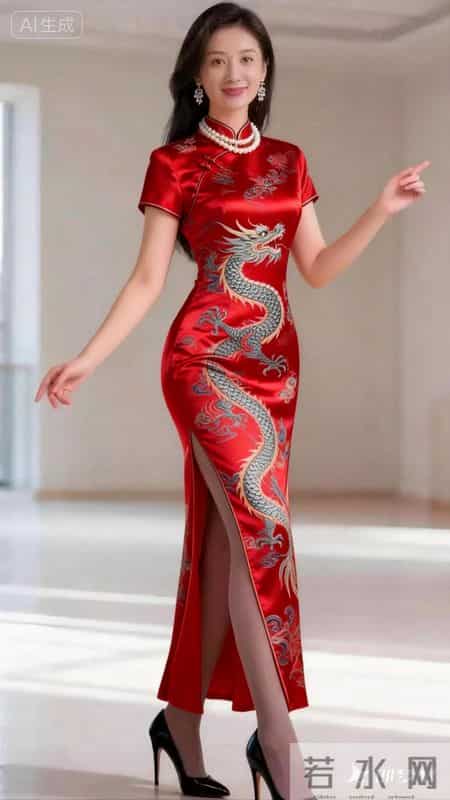 一袭金龙彩凤绣云锦，将东方华贵韵味穿在身上，步步生姿，皆风华