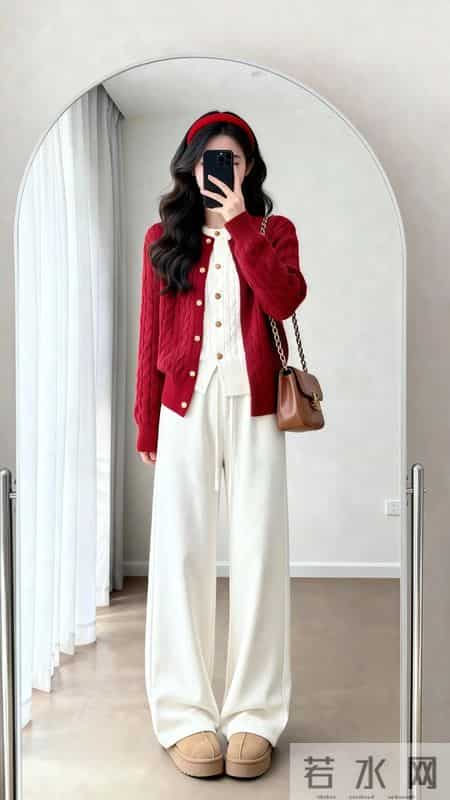 今年很流行毛衣开衫，“红色叠穿”，搭配大衣，简简单单就很好看