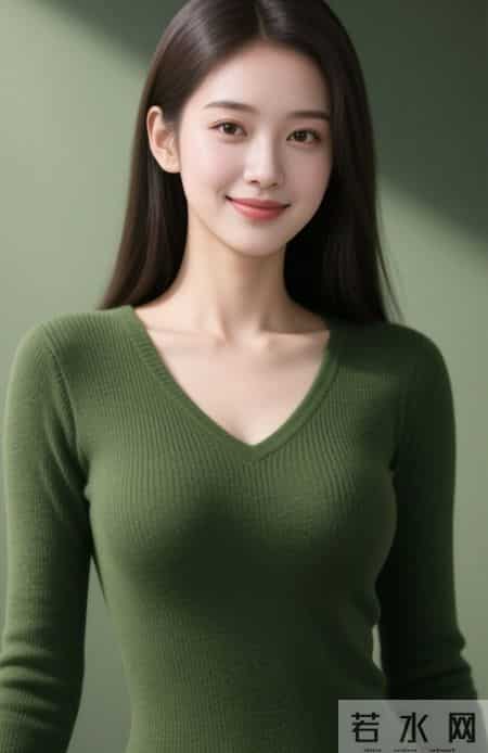 光影下的绿色针织衫