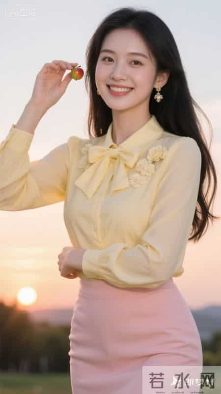 春日穿搭-奶黄衬衫+粉色短裙