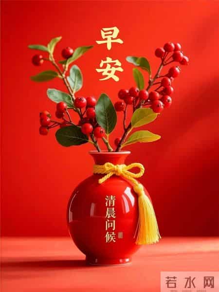 精选30张高清红色背景早安祝福图