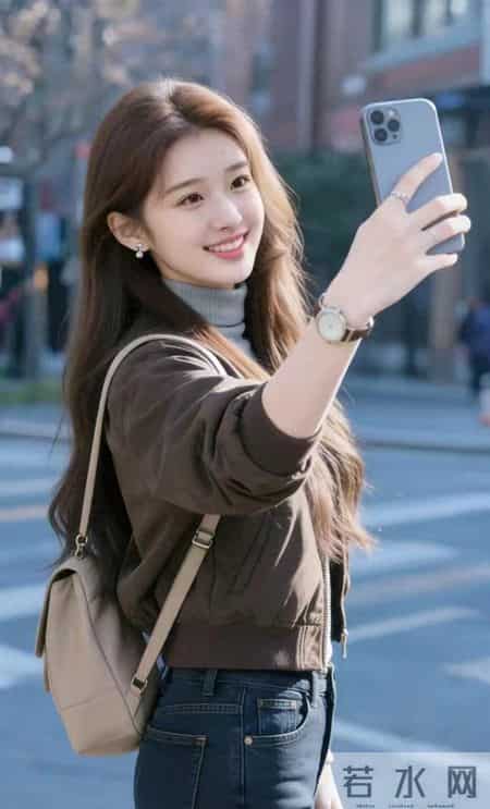 穿棕色夹克衫女孩