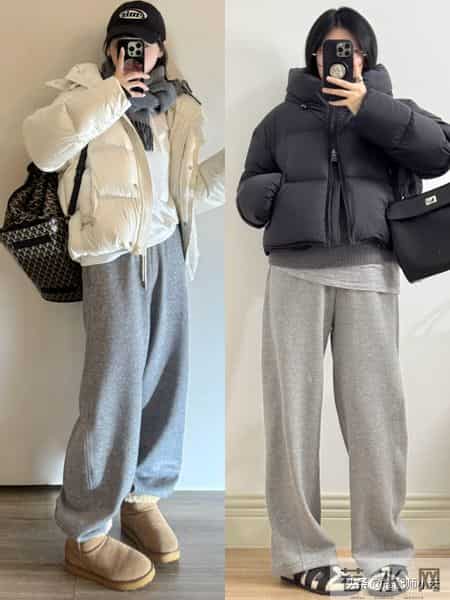 杭州又带火了一种穿法：短羽绒+阔腿裤，优雅时髦不说，还很高级