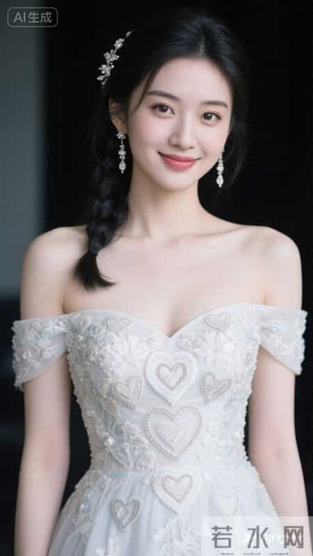 一字肩刺绣礼服，设计雅致灵动