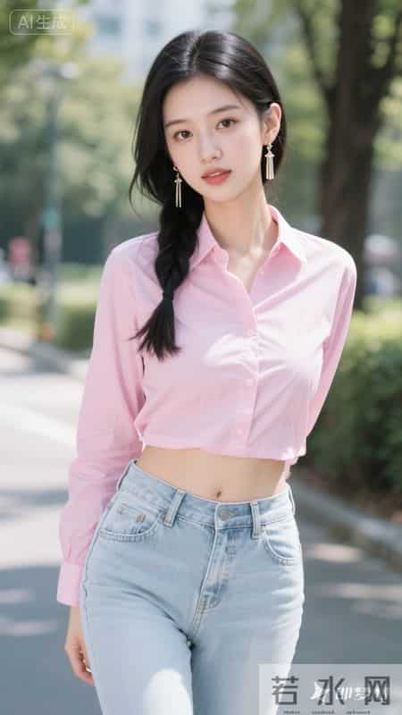 粉衫配浅蓝，走在初夏的风里，把松弛感穿成日常