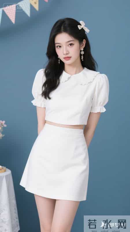 温柔白裙配蕾丝领，甜美又浪漫