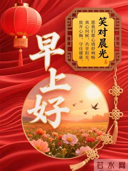精选30张高清红色背景早安祝福图