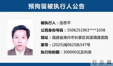 漳州市长泰区人民法院预拘留公告(2026年第一期)