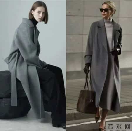“深灰色大衣+阔腿裤”秋冬最经典搭配，干练随性有气质，太爱了