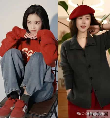 临到过年,“红+灰”穿搭又火了!穿上多减龄、自然